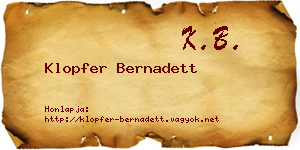 Klopfer Bernadett névjegykártya