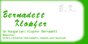 bernadett klopfer business card